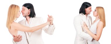 dans dans etmek beyaz izole çift