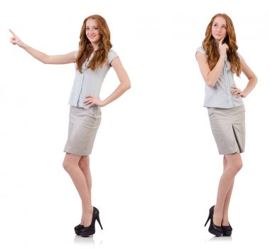 Genç ve güzel çalışan beyaz izole