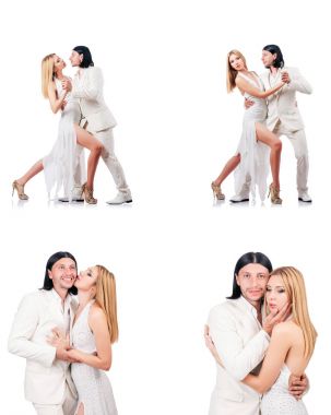 dans dans etmek beyaz izole çift