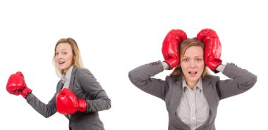 Beyaz eldivenli kadın iş kadını.