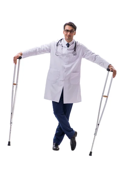 Young doctor physician standing walking isolated on white backgr — Stock Photo, Image