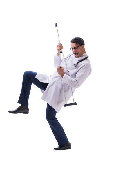 Mladý lékař lékař stojící chůze izolované na bílém backgr — Stock fotografie