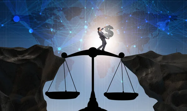 Adalet kavramında işadamının elinde dolar işareti var