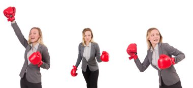 Beyaz eldivenli kadın iş kadını.