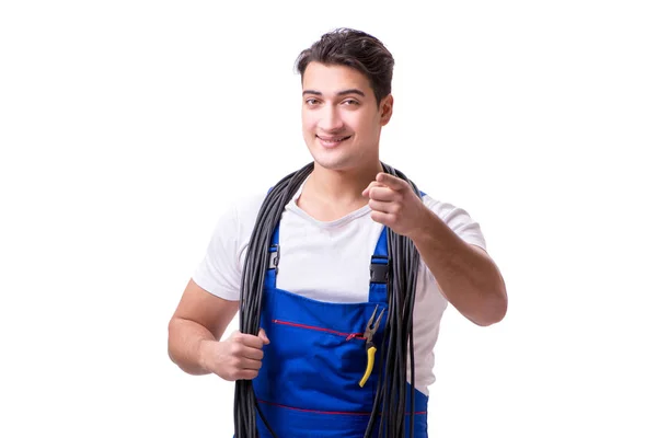 Hombre haciendo reparaciones eléctricas — Foto de Stock