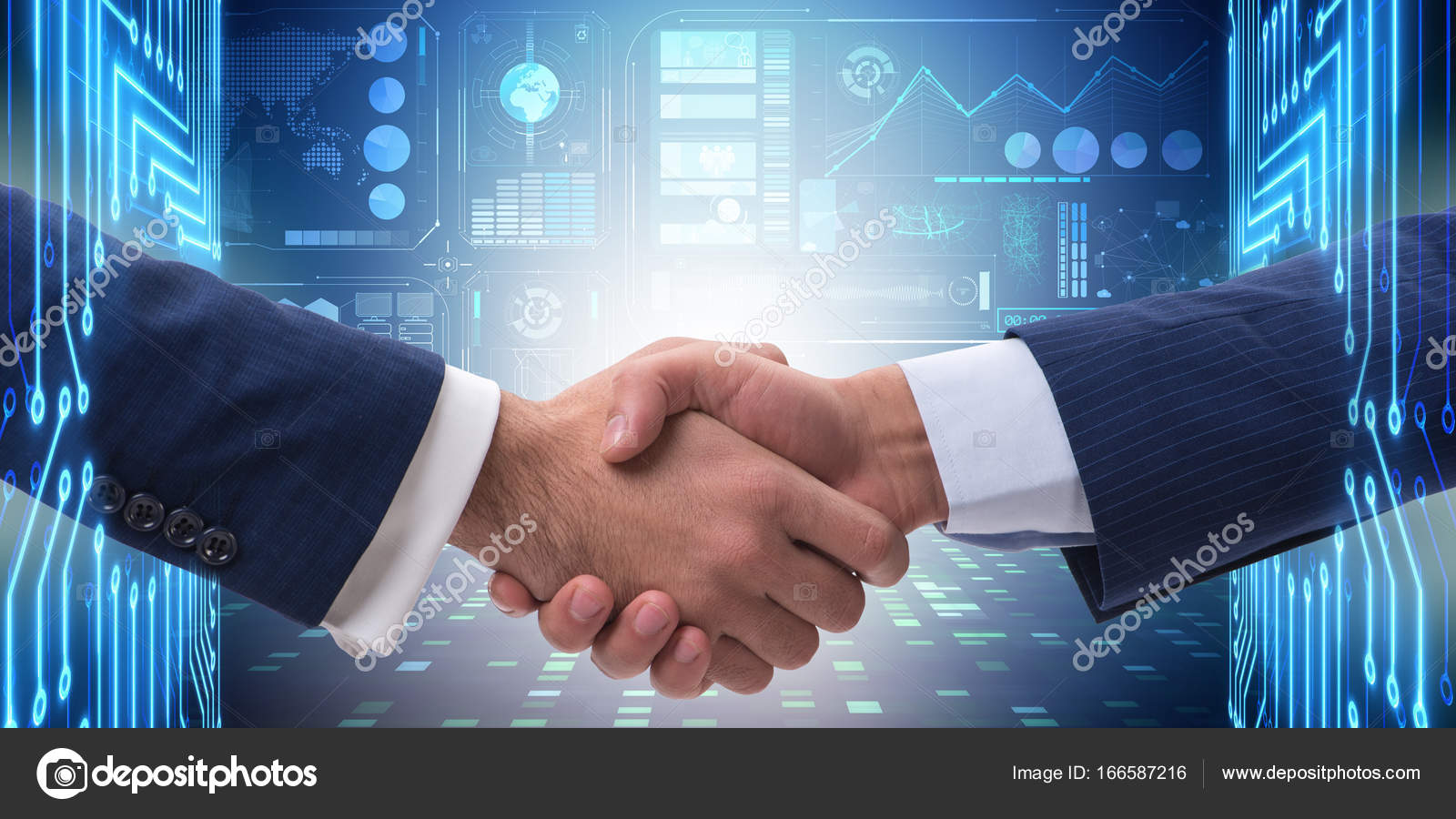 Business handshake y shaking hands sobre fondo de la ciudad, concepto