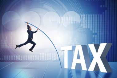 Businessman in tax evasion avoidance concept clipart