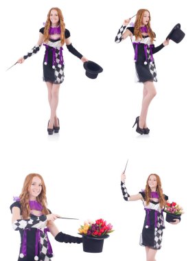 Sihirbaz kadın beyaz değnekle