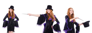 Kadın sihirbaz beyazların arasında.