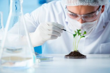 Laboratuvarda bilim adamıyla biyoteknoloji kavramı
