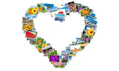 Doğa fotoğrafları yapılmış kalp şekli