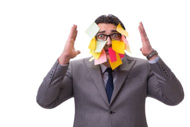 Birçok hatırlatıcıya sahip iş adamı beyazda izole edildi