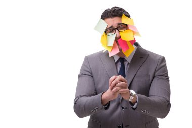 Birçok hatırlatıcıya sahip iş adamı beyazda izole edildi