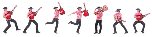 Hombre con guitarra aislado en blanco —  Fotos de Stock