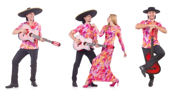 Homem vestindo sombrero com guitarra — Fotografia de Stock