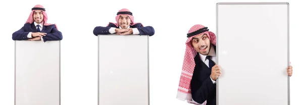 Arabiska mannen med tomt ombord för meddelande — Stockfoto