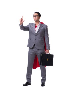 Beyaz arka plan üzerinde izole süper kahraman işadamı