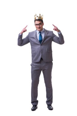 Kral işadamı beyaz arka planda izole edilmiş