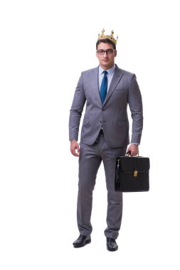 Kral işadamı beyaz arka planda izole edilmiş