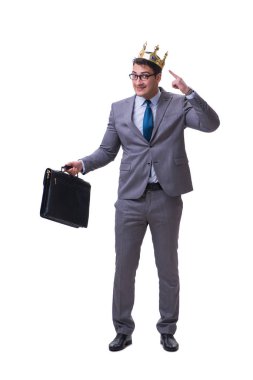 Kral işadamı beyaz arka planda izole edilmiş