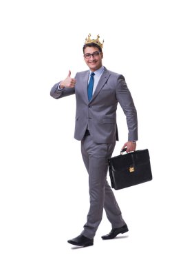 Kral işadamı beyaz arka planda izole edilmiş