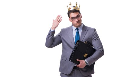 Kral işadamı beyaz arka planda izole edilmiş