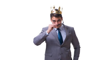 Kral işadamı beyaz arka planda izole edilmiş