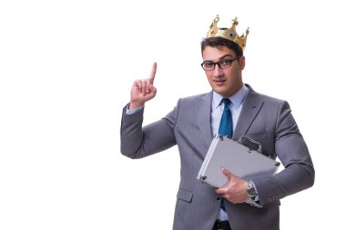 Kral işadamı beyaz arka planda izole edilmiş