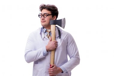 Beyaz baltalı komik doktor.