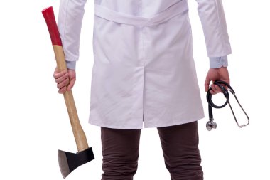 Beyaz baltalı komik doktor.