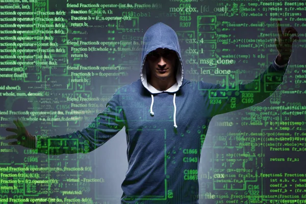 Siber güvenlik konseptinde genç bir hacker.