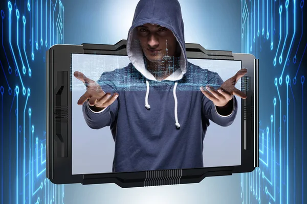 Siber güvenlik konseptinde genç bir hacker.