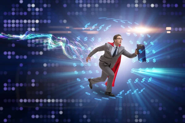 Hamster çarklı bir iş adamı dolarları kovalıyor.