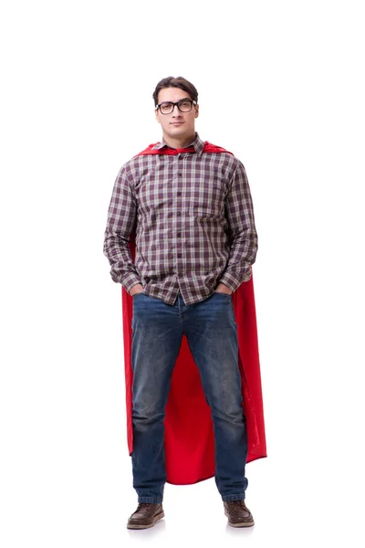 Super hero wearing red cloak on white — Stock Photo, Image