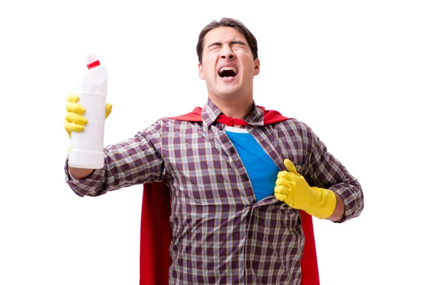 Super hero cleaner isolated on white — Stock Photo, Image