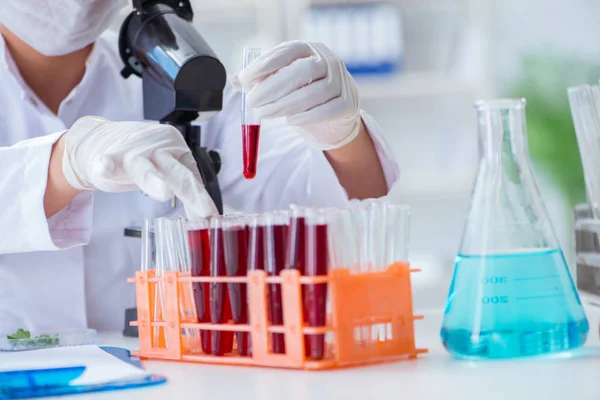 Female scientist researcher conducting an experiment in a labora — Stock Photo, Image