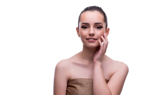 Mulher no conceito de spa de beleza isolado no branco — Fotografia de Stock