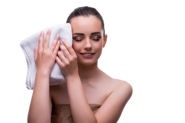 Woman in beauty concept with towel spa bath — Stock Photo, Image