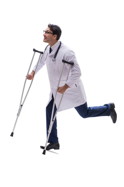 Young doctor physician standing walking isolated on white backgr — Stock Photo, Image