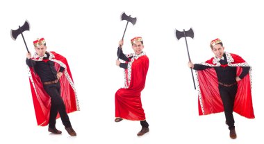 komik Kral üzerinde beyaz izole balta