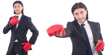 işadamı ile beyaz Boks eldiveni
