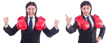 işadamı ile beyaz Boks eldiveni