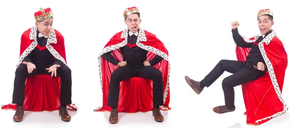 Бізнесмен з короною ізольовано на білому — стокове фото