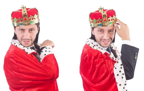 King affärsman isolerad på vitt — Stockfoto