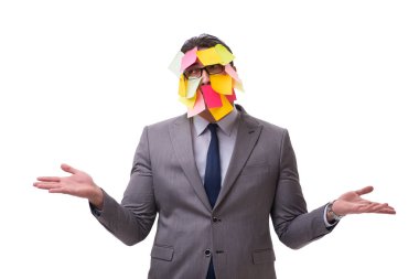 Birçok hatırlatıcıya sahip iş adamı beyazda izole edildi