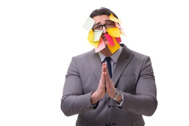 Birçok hatırlatıcıya sahip iş adamı beyazda izole edildi