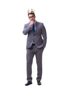 Kral işadamı beyaz arka planda izole edilmiş