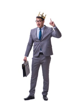 Kral işadamı beyaz arka planda izole edilmiş