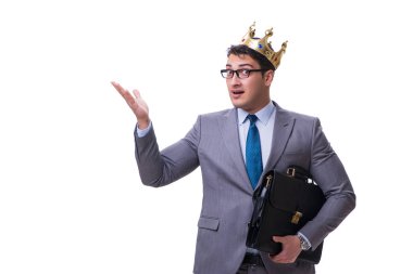 Kral işadamı beyaz arka planda izole edilmiş