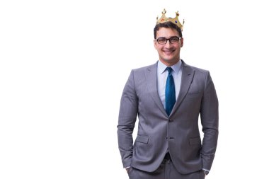 Kral işadamı beyaz arka planda izole edilmiş
